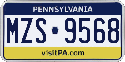 PA license plate MZS9568