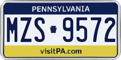 PA license plate MZS9572