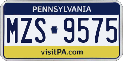 PA license plate MZS9575
