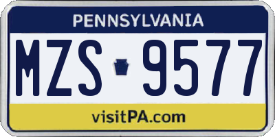 PA license plate MZS9577