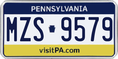 PA license plate MZS9579