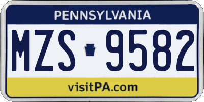 PA license plate MZS9582