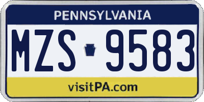 PA license plate MZS9583