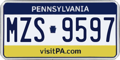 PA license plate MZS9597