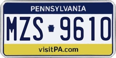 PA license plate MZS9610