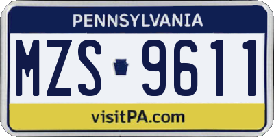 PA license plate MZS9611