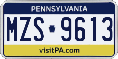 PA license plate MZS9613