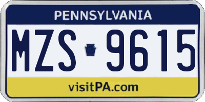 PA license plate MZS9615