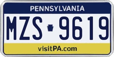PA license plate MZS9619