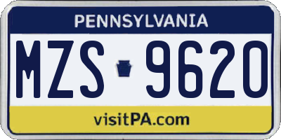PA license plate MZS9620