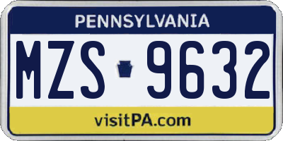 PA license plate MZS9632