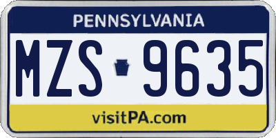 PA license plate MZS9635