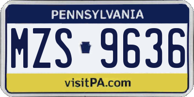 PA license plate MZS9636