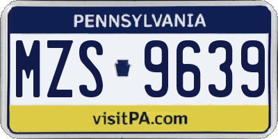 PA license plate MZS9639
