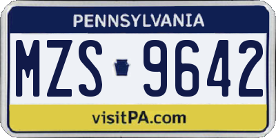 PA license plate MZS9642