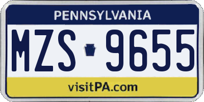 PA license plate MZS9655