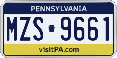 PA license plate MZS9661