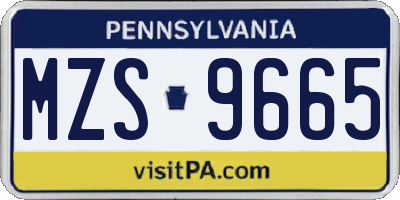 PA license plate MZS9665