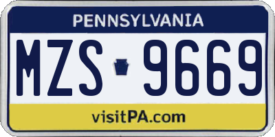 PA license plate MZS9669