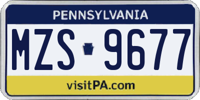 PA license plate MZS9677