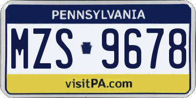 PA license plate MZS9678