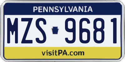 PA license plate MZS9681