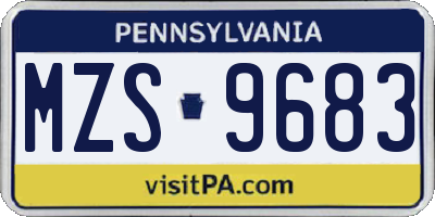 PA license plate MZS9683