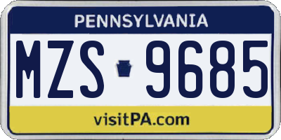 PA license plate MZS9685