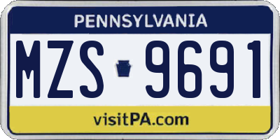 PA license plate MZS9691