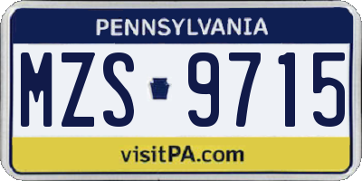 PA license plate MZS9715