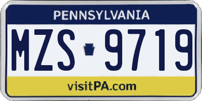 PA license plate MZS9719
