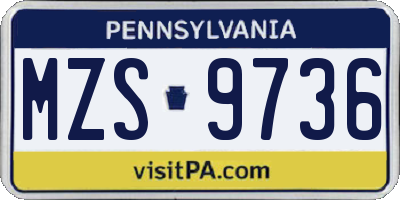 PA license plate MZS9736