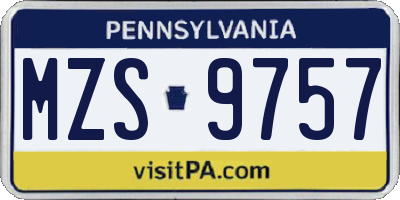 PA license plate MZS9757