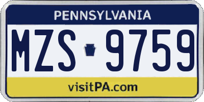 PA license plate MZS9759