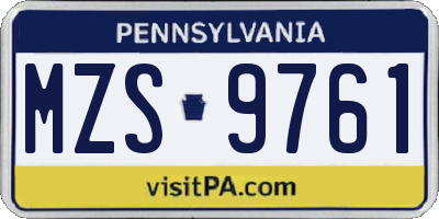 PA license plate MZS9761