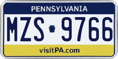 PA license plate MZS9766
