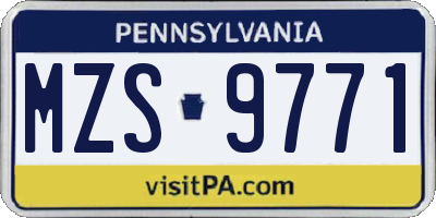 PA license plate MZS9771