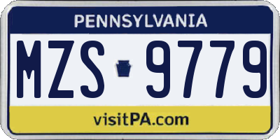 PA license plate MZS9779