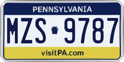 PA license plate MZS9787
