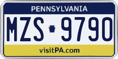 PA license plate MZS9790