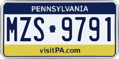 PA license plate MZS9791