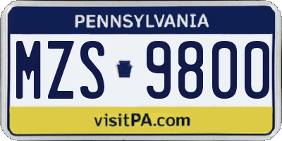 PA license plate MZS9800