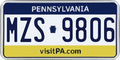 PA license plate MZS9806