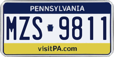 PA license plate MZS9811