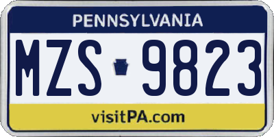 PA license plate MZS9823