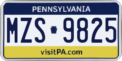 PA license plate MZS9825