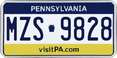 PA license plate MZS9828