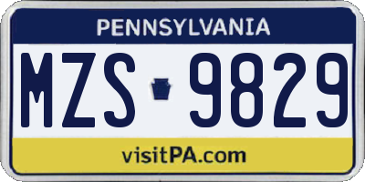 PA license plate MZS9829
