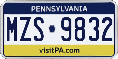 PA license plate MZS9832