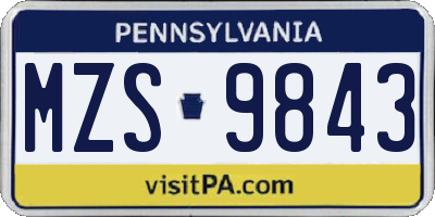 PA license plate MZS9843